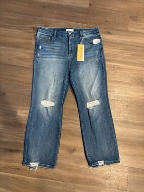 Risen Medium Wash Distressed Boyfriend Jeans